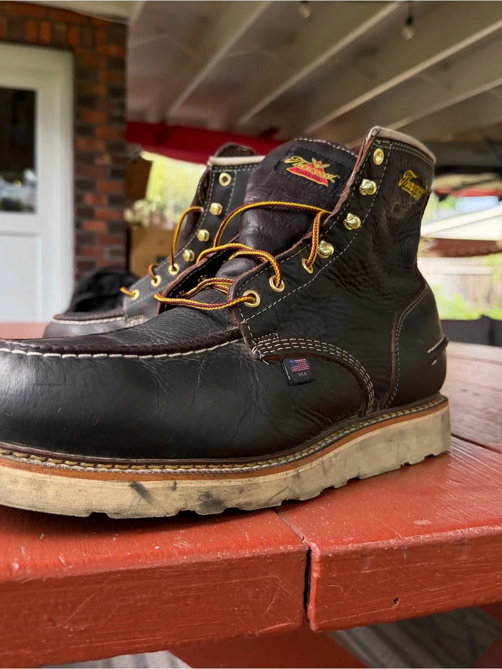 Men’s Black Leather Moc-Toe Work Boot steel toe